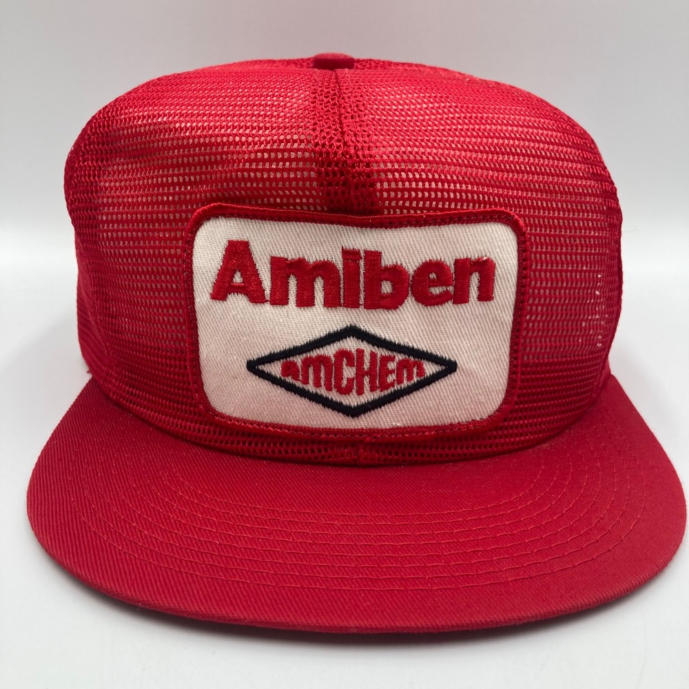 Vintage Amiben Amchem Red Mesh Trucker Hat Snapback Made in USA‎ K-Products
